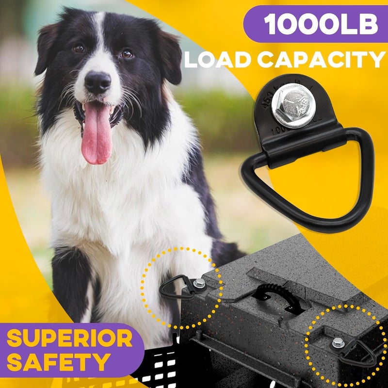 Terixe 4 Pack Tie Down Kit for Ruffland Kennel - Tie Down D-Ring Kit, 1000lb Load Capacity, with Wrench - Easy Installation, Compatible with RuffLand Kennels - Ideal for Securing Your Crate in Vehicle - Image 4